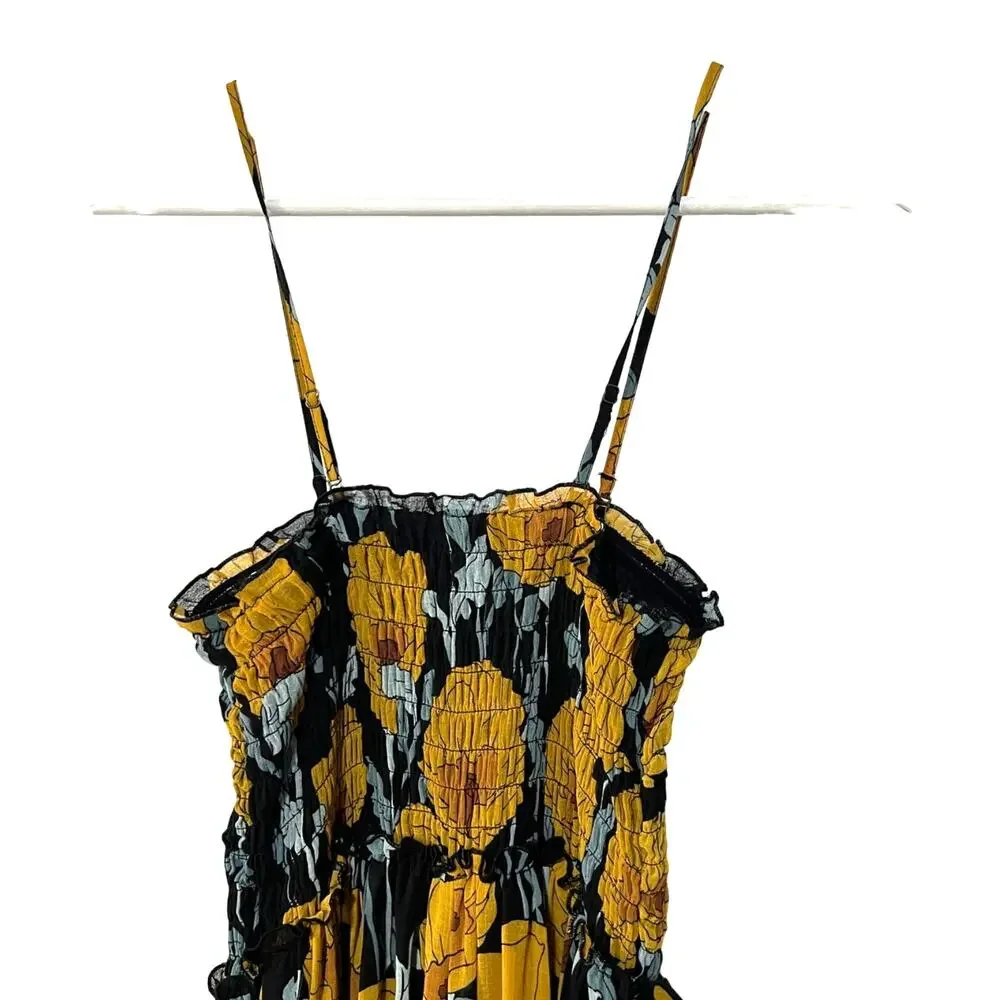 Free People Sophia Floral Print Jumpsuit Smocked Sleeveless Wide Leg Size XSmall - Picture 7 of 15